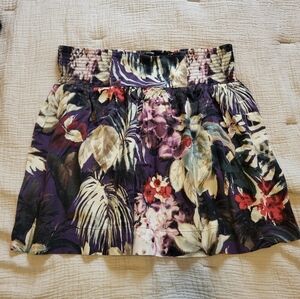 Lucky Brand Skirt with Smocked Elastic Waistband - dark floral print